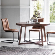 Load image into Gallery viewer, Hayleigh 4 Seater Round Mango Wood Round Dining Table in Dark Brown
