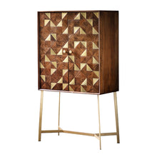 Load image into Gallery viewer, Sheila Acacia Wood Drinks Cabinet in Gold 
