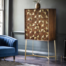 Load image into Gallery viewer, Sheila Acacia Wood Drinks Cabinet in Gold 
