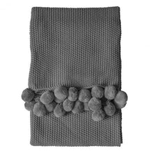 Load image into Gallery viewer, Magdalena Pom Pom Throw in Grey

