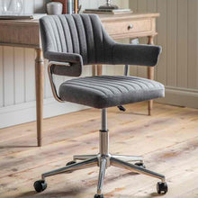 Load image into Gallery viewer, Leia Fabric Swivel Office Chair in Charcoal
