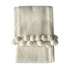 Load image into Gallery viewer, Magdalena Pom Pom Throw in Cream
