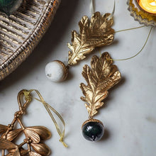 Load image into Gallery viewer, Tashia Set of 3 Acorn Gold Bauble in Black
