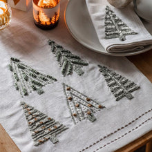 Load image into Gallery viewer, Merry Embroidered Table Runner in White
