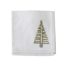 Load image into Gallery viewer, Merry Set of 4 Embroidered Napkins in White

