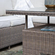 Load image into Gallery viewer, Valencia Outdoor Sofa Dining Set with Square Rising Table in Natural
