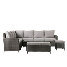 Load image into Gallery viewer, Valencia Outdoor Sofa Dining Set with Rectangular Rising Table in Grey
