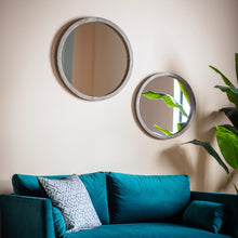 Load image into Gallery viewer, Aurelia Wooden Round Mirror in Grey
