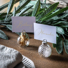 Load image into Gallery viewer, Lumi Set of 6 Bauble Name Card Holders in Silver
