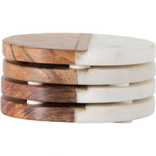 Load image into Gallery viewer, Billie Set of 4 Marble Wooden Coasters in White
