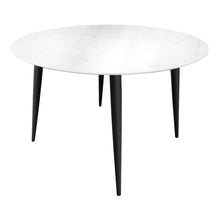 Load image into Gallery viewer, Audny 4 Seater Round Marble Effect Dining Table in White
