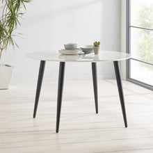 Load image into Gallery viewer, Audny 4 Seater Round Marble Effect Dining Table in White
