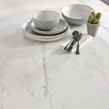 Load image into Gallery viewer, Audny 4 Seater Round Marble Effect Dining Table in White
