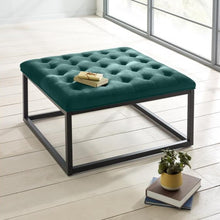 Load image into Gallery viewer, Perla Tufted Footstool in Teal
