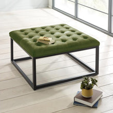 Load image into Gallery viewer, Perla Tufted Footstool in Green

