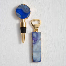 Load image into Gallery viewer, Megan Agate Opener &amp; Stopper Set in Blue
