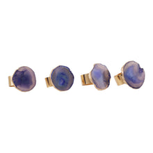 Load image into Gallery viewer, Megan Set Of 4 Agate Napkin Rings in Blue And Gold Finish
