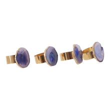 Load image into Gallery viewer, Megan Set Of 4 Agate Napkin Rings in Blue And Gold Finish
