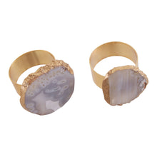 Load image into Gallery viewer, Megan Set of 4 Agate Napkin Rings in Grey
