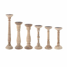 Load image into Gallery viewer, Carola Set of 6 Recycled Wood Candle Holders in Natural
