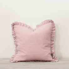 Load image into Gallery viewer, Oli Linen Ruffle Cushion in Blush
