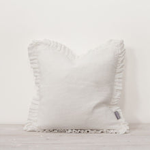 Load image into Gallery viewer, Oli Linen Ruffle Cushion in White
