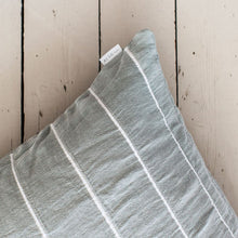Load image into Gallery viewer, Ebino Cotton Wide Stripe Cushion in Jade And White
