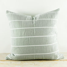 Load image into Gallery viewer, Ebino Cotton Wide Stripe Cushion in Jade And White
