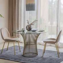 Load image into Gallery viewer, Scarlett 4 Seater Round Glass Dining Table in Brass
