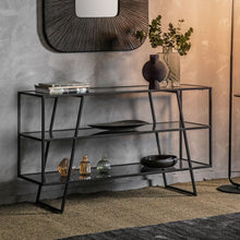 Load image into Gallery viewer, Angela Rectangular Glass Console Table in Black
