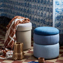 Load image into Gallery viewer, Pond Fabric Pouffe in Blue
