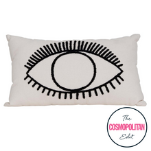 Load image into Gallery viewer, June Embroidered Eye Cushion in Black and White
