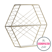 Load image into Gallery viewer, Elspeth Hexagonal Wall Shelf in Gold
