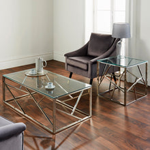 Load image into Gallery viewer, June Geometric Glass Coffee Table in Silver
