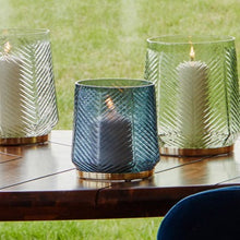 Load image into Gallery viewer, Ivyline Elm Embossed Candle Holder in Blue
