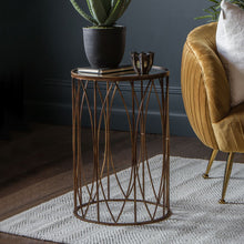 Load image into Gallery viewer, Ellie Round Side Table in Antique Gold
