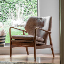 Load image into Gallery viewer, Ffion Leather Armchair in Brown
