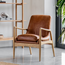 Load image into Gallery viewer, Robin Leather Armchair in Brown

