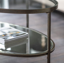 Load image into Gallery viewer, Enya Oval Glass Coffee Table in Aged Bronze
