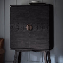 Load image into Gallery viewer, Hayleigh Tall Mango Wood Drinks Cabinet in Black
