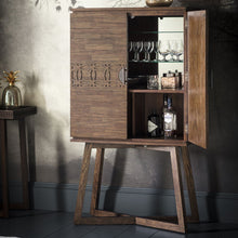Load image into Gallery viewer, Hayleigh Tall Mango Wood Drinks Cabinet in Dark Brown

