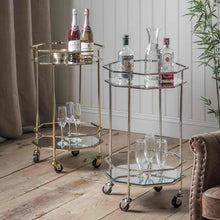 Load image into Gallery viewer, Jen Mirrored Drinks Trolley in Gold
