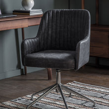 Load image into Gallery viewer, Leia Leather Office Swivel Chair in Antique Black
