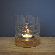 Load image into Gallery viewer, Fern Etched Candle Holder in Glass
