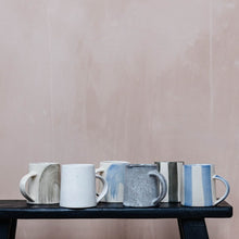 Load image into Gallery viewer, Hand-Painted Washed Stripe Chai Mug in Blue

