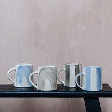 Load image into Gallery viewer, Hand-Painted Brush Stroke Chai Mug in Blue
