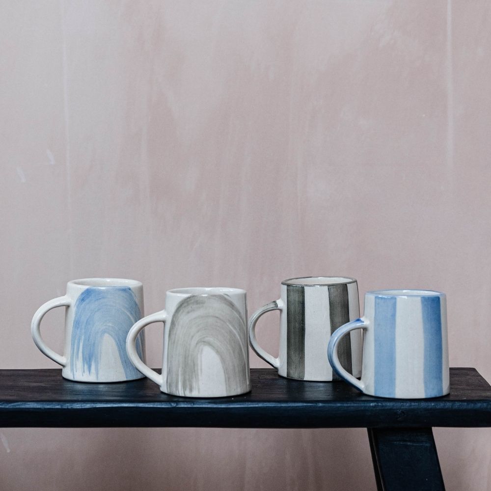 Hand-Painted Brush Stroke Chai Mug in Blue