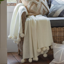 Load image into Gallery viewer, Magdalena Pom Pom Throw in Cream
