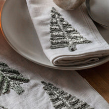 Load image into Gallery viewer, Merry Set of 4 Embroidered Napkins in White
