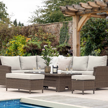 Load image into Gallery viewer, Valencia Outdoor Sofa Dining Set with Rectangular Rising Table in Natural
